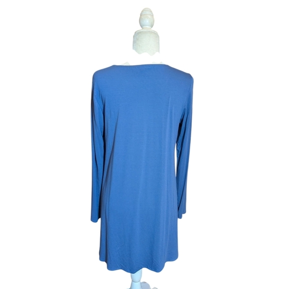 Eileen Fisher Long Blue Tunic Top Scoop Neck Flowy Soft Comfy Sz M - Picture 5 of 8